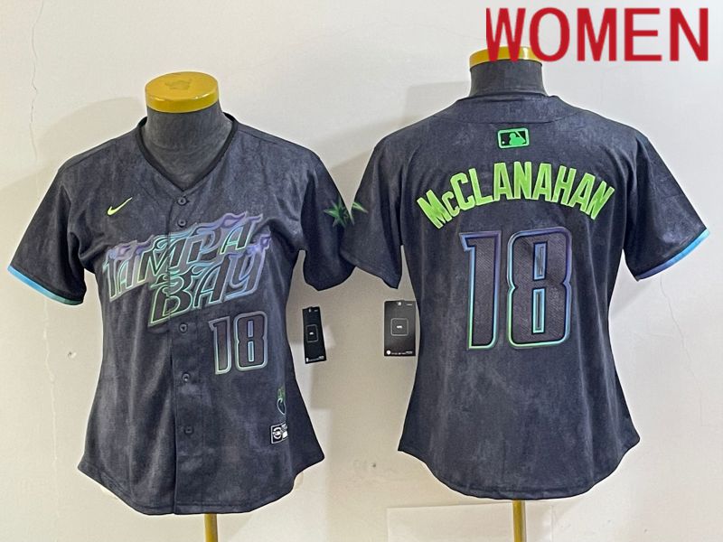 Women Tampa Bay Rays #18 Mcclanahan Nike MLB Limited City Connect Black 2024 Jersey style 4